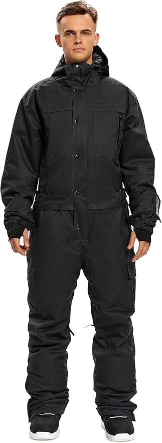 SNBOCON Mens One Piece Ski Suit Snowsuits Colorful Snowboard Jumpsuits Waterproof Hooded Warm Jackets Outdoor Winter