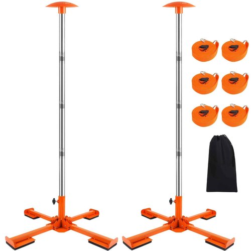 VEITHI Boat Cover Support Poles Heavy Duty 2 Pack, 16” to 59” Stainless Steel Pontoon Boat Cover Support with Metal Cross Base, Adjustable Strap - Orange