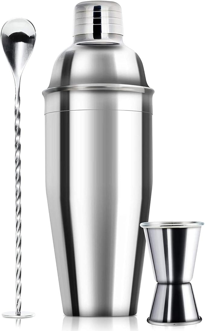 WPHUAW 24oz Cocktail Shaker Bar Set-Professional Margarita Mixer Drink Shaker and Measuring Jigger & Mixing Spoon Set Prof...