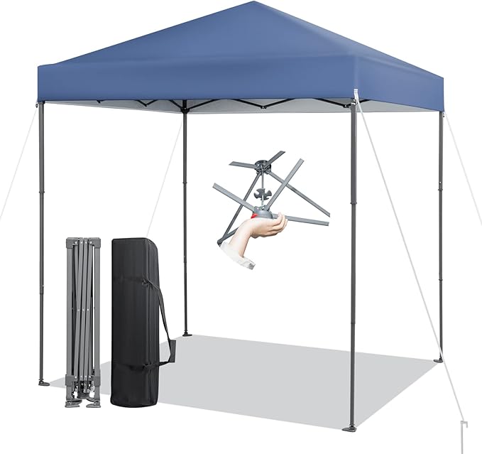 Tangkula 6.6x6.6 Ft Pop Up Canopy, 1 Person Instant Setup Canopy Tent with Center Lock, UPF 50+ Sun Protection, 8 Stakes, ...