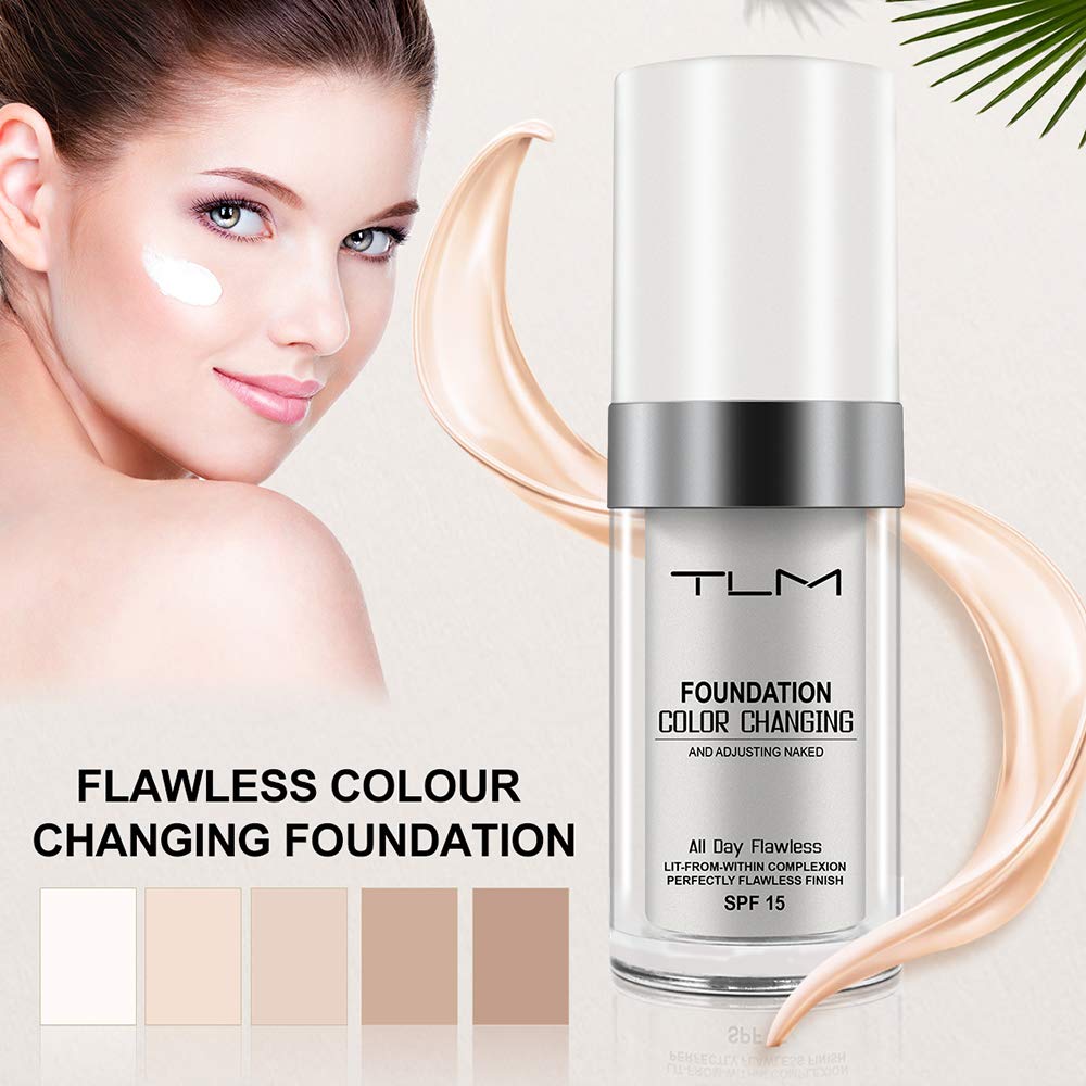 TLM Colour Changing Foundation, 2Pack Flawless Color Changing Foundation Makeup Base Moisturizing Liquid Foundation for Women, C
