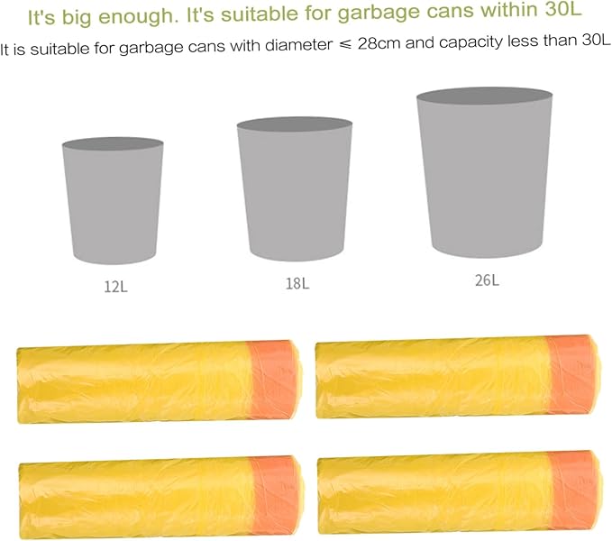 10 Packs Disposable Drawstring Garbage Bags Thick Plastic Rubbish Bags with Large Capacity for Home Bathroom Bedroom Office Use