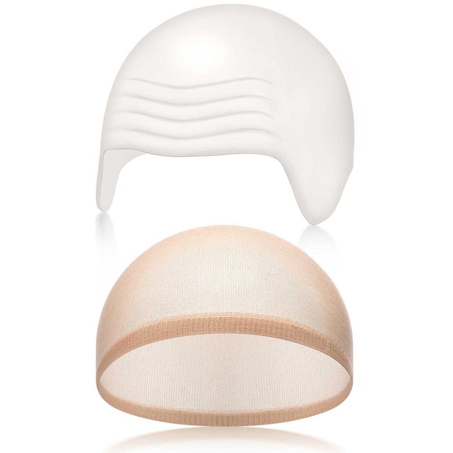 Syhood 2 Pieces Halloween Bald Cap Makeup Latex Bald Head Wig Caps Cosplay Costume for Adults(White,Large)