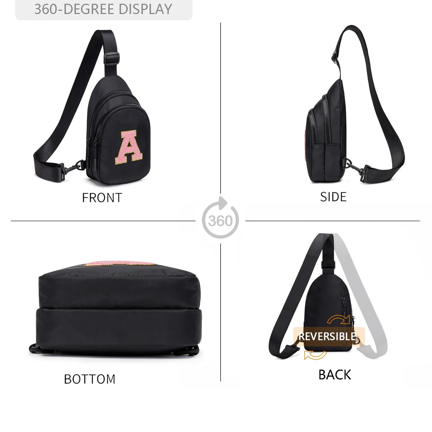 ONLYSIEM Small Initial Crossbody Bag for Girls, Cute Trendy Travel Sling Fanny Pack for Women, Birthday Gifts for Teens