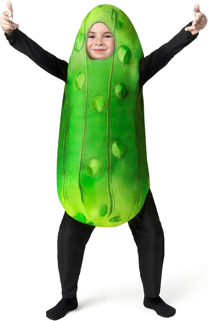 Spooktacular Creations Pickle Costume Kids, Food Themed Fruit Jumpsuit for Child Teens Halloween Dress Up Cosplay Party