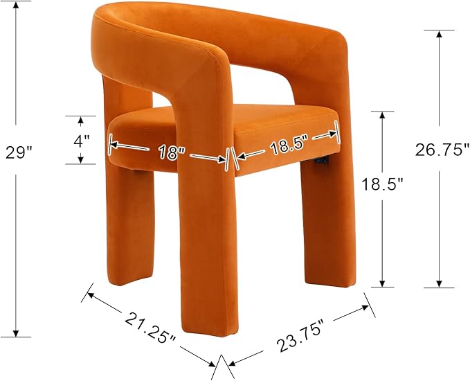 DAYALANE Modern Barrel Dining Chairs Set of 2, Upholstered Kitchen Chairs with Arms Comfy Velvet Side Chair for Living Room/Dining Room/Reception, Orange