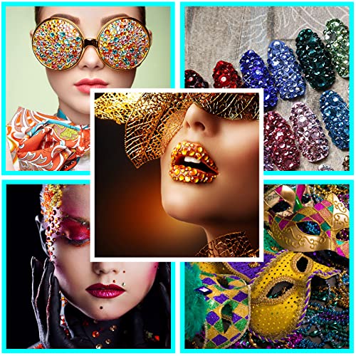 2310 PCS Self Adhesive Rhinestone Gem Stickers for Face Nail Body Makeup Festival,4 Size 14 Sheets Bling Jewels Stickers E...