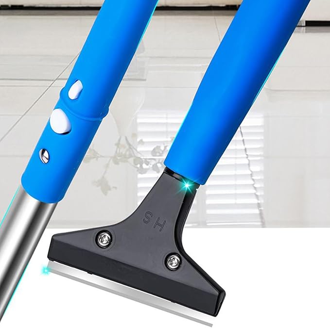 Wall Scraper, Heavy Duty Telescopic Squeegee Tool, Painting Cleaner, Multi-Purpose Scraper with Extendable Handle, Professional Cleaning Accessory for Flooring Tile Grout Garage Garden Drywall