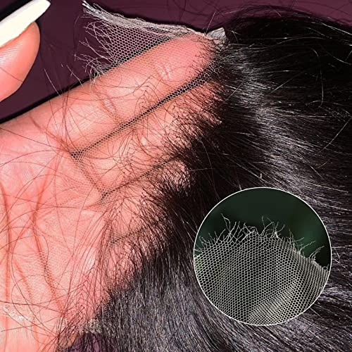 MEODI 6x6 Skinlike HD Lace Closure Only, Bleached Knot Pre-plucked Invisble Swiss HD Lace Straight Human Hair Closure 14 Inch