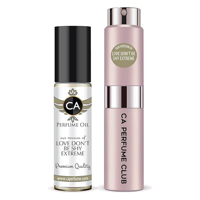 CA Perfume Duo Impression of Love Don’t Be Shy Extreme For Women Perfume Layering Set Long Lasting Travel Size EDP + Body Oil Roll-On Bottle 0.27 Fl Oz+0.33 Fl Oz