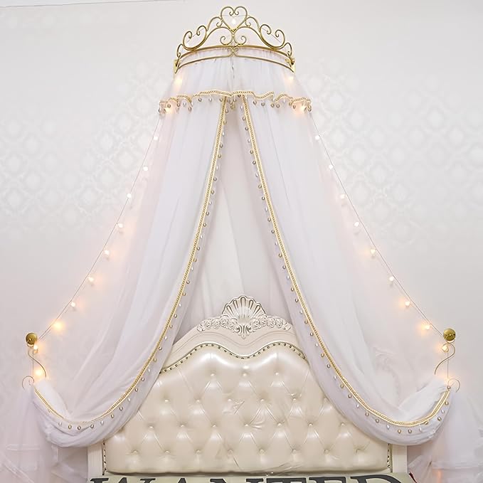GongZhuMeng Girl Bed Curtain Princess Crown Mosquito Netting Children Room Decor Bedside Yarn Net Romantic Princess Tents ...