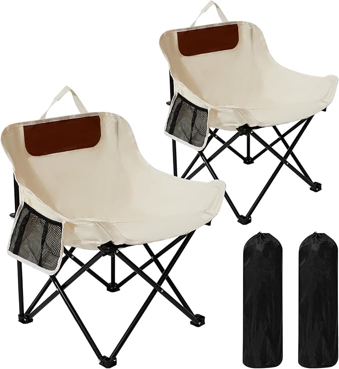 SHANQUAN 2 Pack Folding Camping Chair, Compact Camp Chair,Outdoor Lawn Portable Lightweight Backpacking Chair with Carryin...