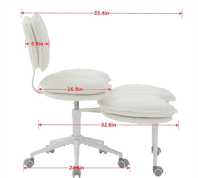 Cross Legged Office Chair for Adults, Criss Cross Office Chair with Wheels, Adjustable Meditation Chair with Lumbar Support, ADHD Desk Chair for Home Office, Ivory