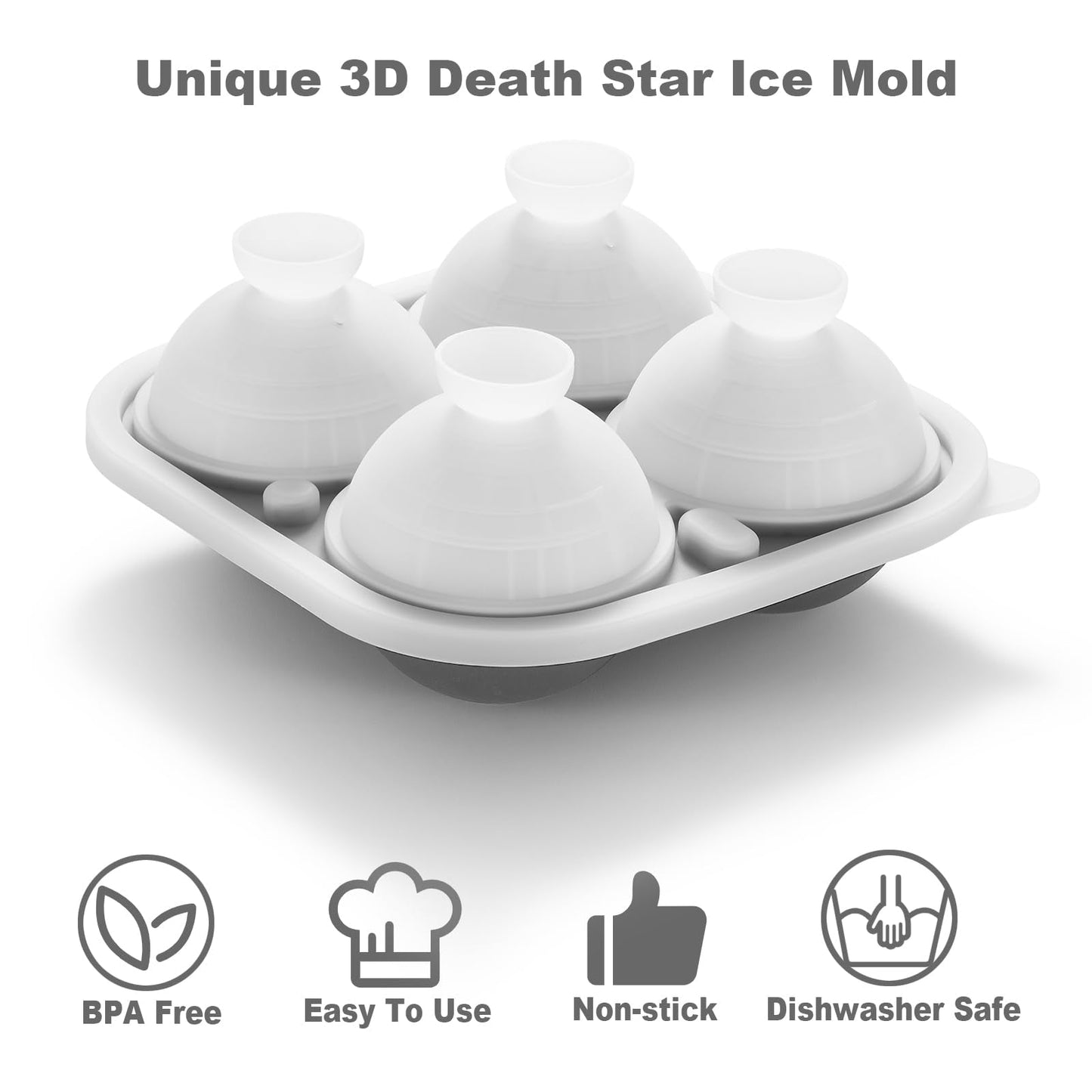 Nax Caki 3D Sphere Ice Cube Molds, Large Silicone Fun Shapes Gifts for Men Women, Whiskey Ice Cube Mold for Cocktails, Bourbon,Brandy, Whiskey Gifts for Men