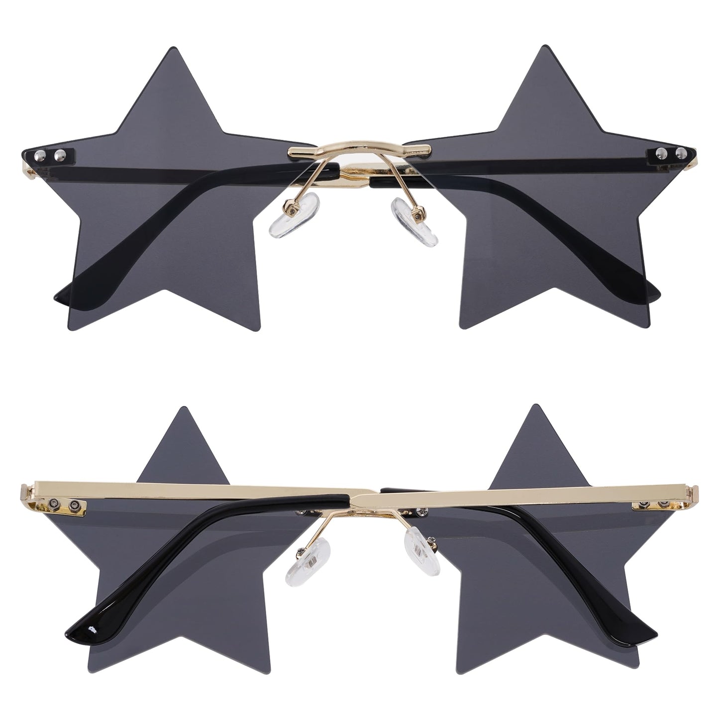 Rimless Star Shape Sunglasses Personality Star Sun Glasses for Women Men Party Glasses Pentagram Eyewear (Black)