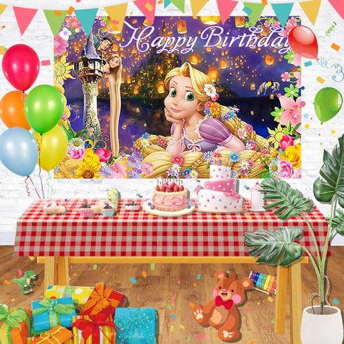 Princess Rapunzel Backdrop for Birthday Party Decorations Yellow Background for Party Cake Table Decorations Tangled Theme...