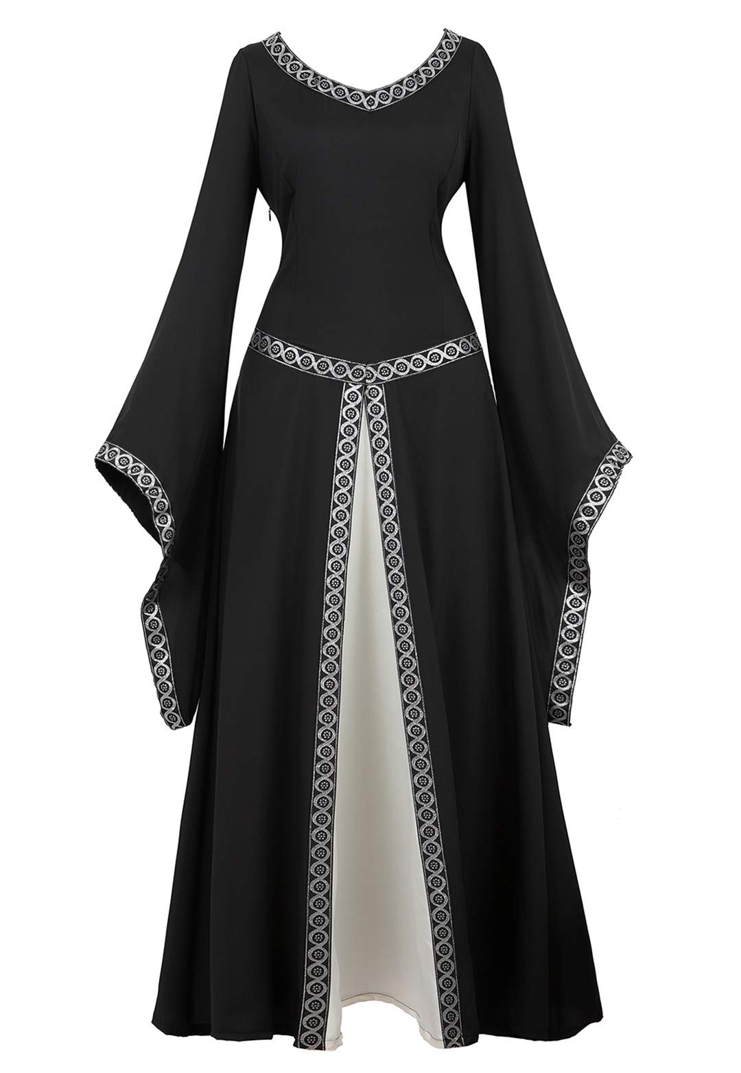 Parlsdy Medieval Dress for Women Chemise Renaissance Dress Renaissance Costume Women Retro Gown Costumes Black-XL