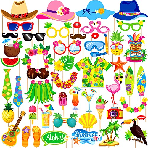 KatchOn, Tropical Hawaiian Photo Booth Props - Pack of 50 | Luau Party Decorations | Luau Photo Booth Props for Hawaiian P...