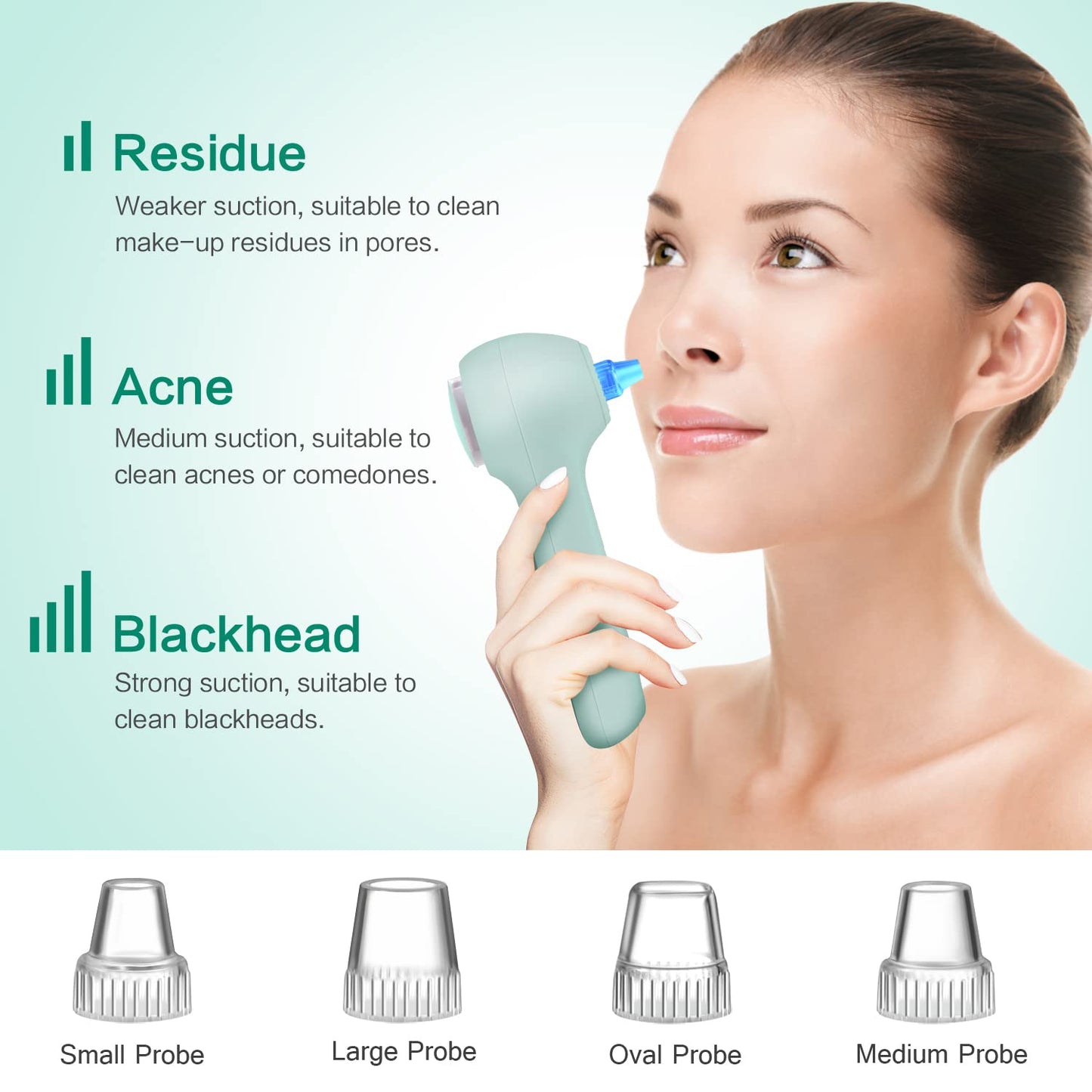 UMICKOO Face Scrubber Exfoliator,Facial Cleansing Brush Waterproof with LCD Screen,Blackhead Remover Vacuum with 5 Brush Heads,F