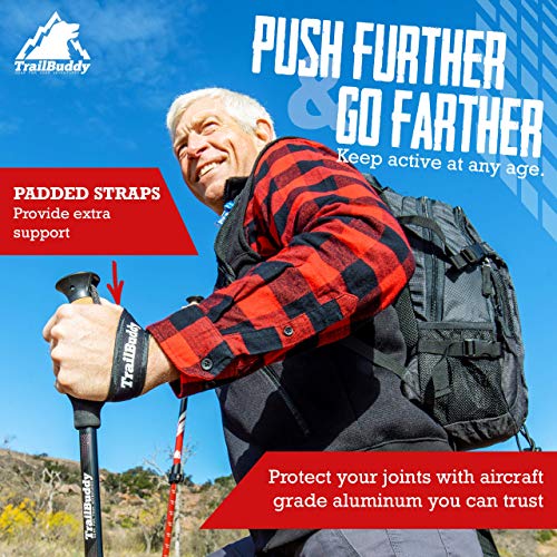 TrailBuddy Trekking Poles – Lightweight 7075 Aluminum Hiking Poles for Women, Men & Seniors – Collapsible Walking Sticks f...