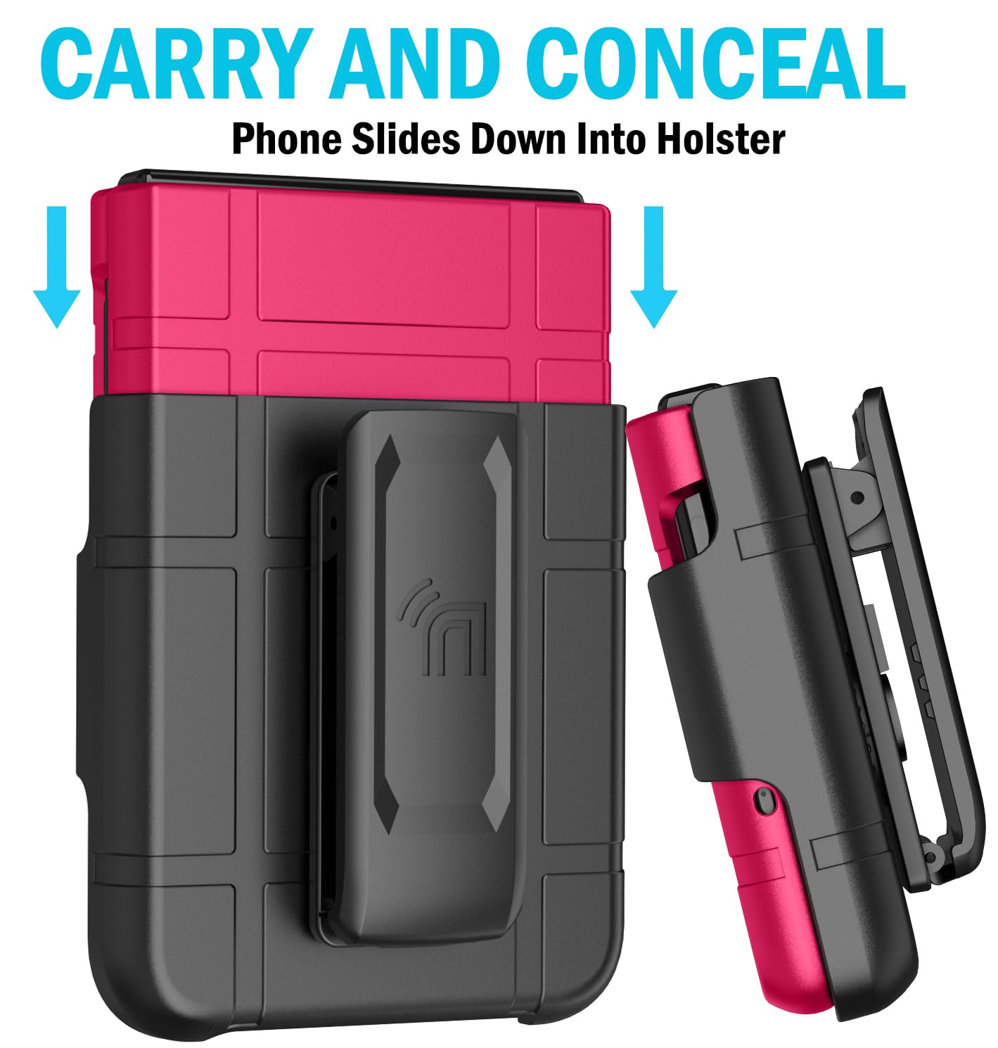 Case With Clip For Motorola Razr+ 2024/2025, Nakedcellphone Slim Hard Shell Cover And [Rotating/Ratchet] Belt Hip Holster Holder