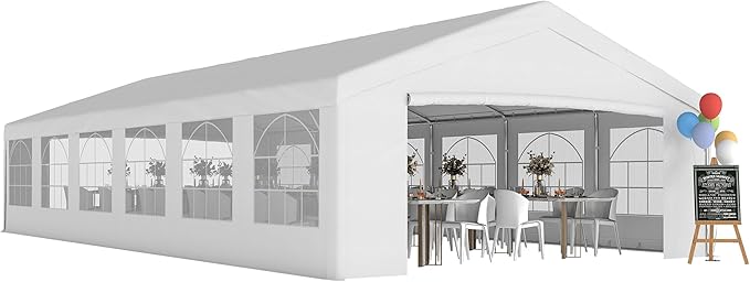 Outsunny 20 x 40 ft Heavy Duty Party Tent Outdoor Gazebo Wedding Tent Event Shelter Carport BBQ with Removable Sidewalls &...