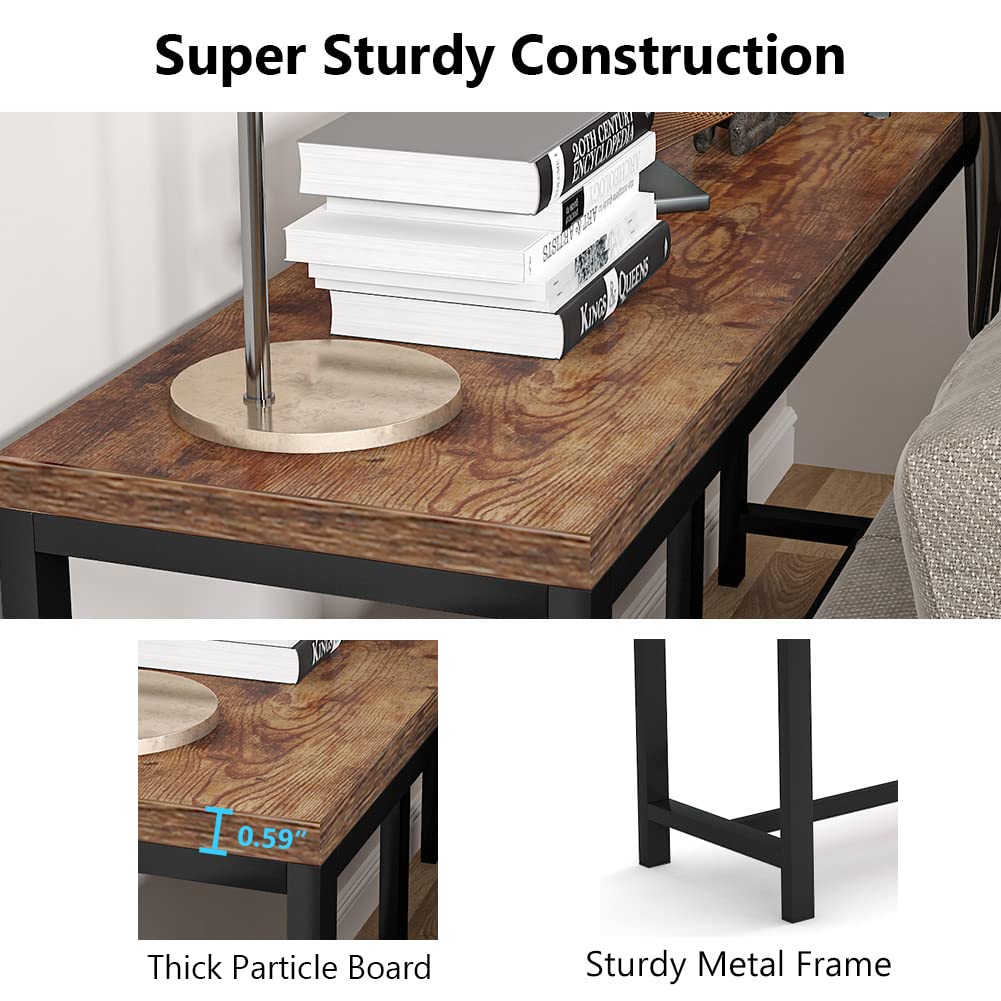 Tribesigns 70.9 inch Extra Long Console Table Behind Couch, Easy Assembly Sofa Table for Living Room Small Space, Rustic Industrial Narrow Entryway Hallway Table (Brown)