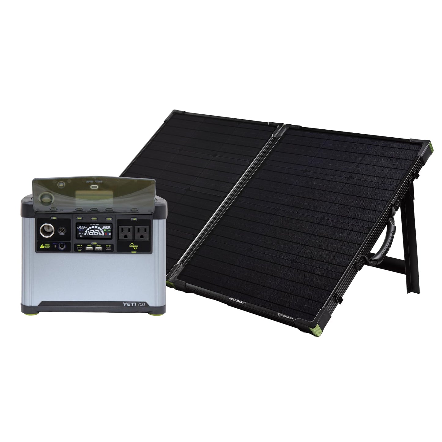 Goal Zero Yeti Portable Power Station, Yeti 700 + Boulder 100, 677 Watt Hour Lifepo4 Battery, Water Resistant & Dustproof Solar