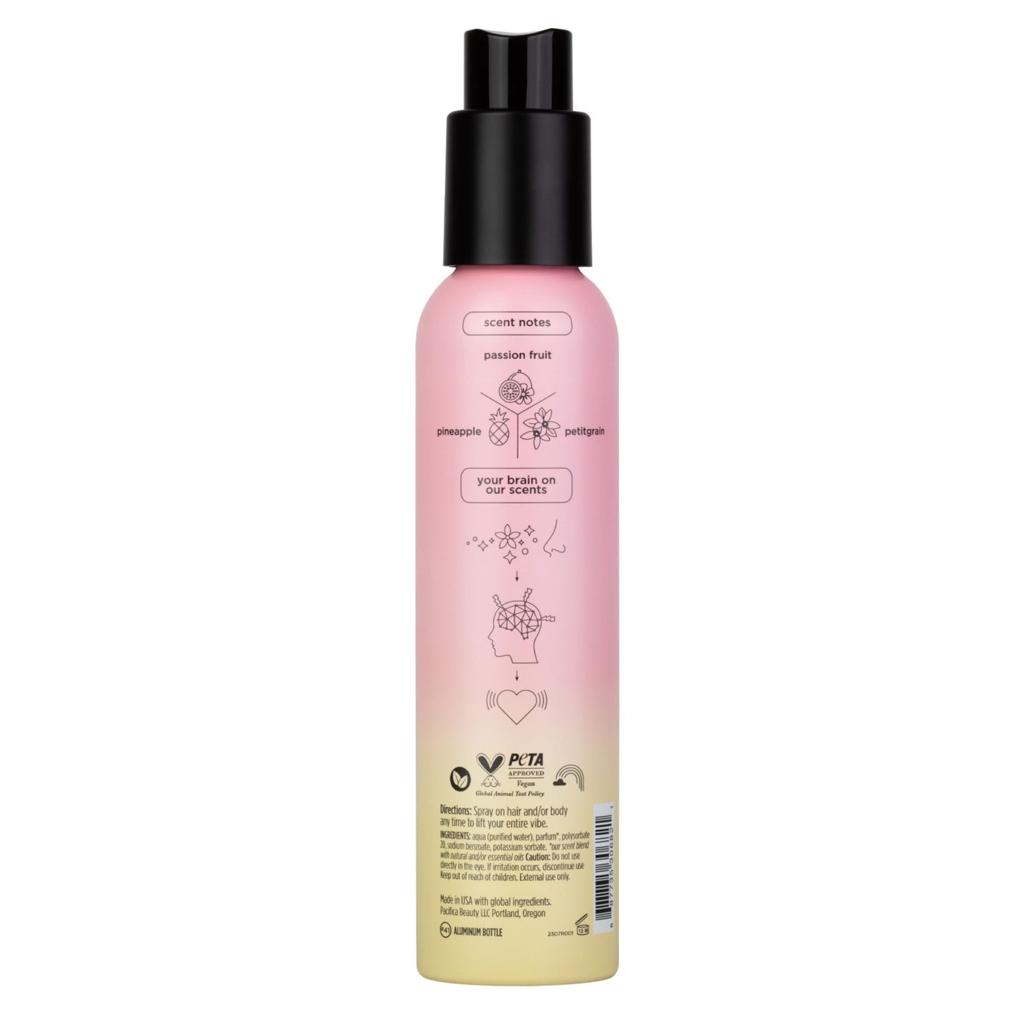 Pacifica Hair Mist Perfume & Full Body Spray for Women - Passion Fruit Body Mist Fragrance w/Pineapple, Orange Blossom, Vanilla, Sandalwood & Bergamot – Alcohol-Free, Vegan & Cruelty-Free, 5 oz