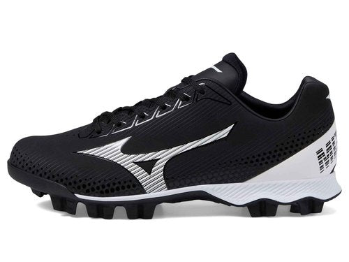 Mizuno Men's Wave Lightrevo Baseball Shoe, Black-White, 9.5