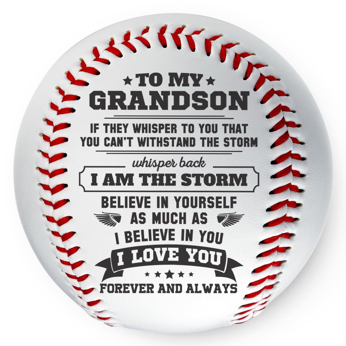 DOPTIKA Father's Day Birthday Gifts for Grandson, to My Grandson Engraved Baseball, Teen Boy Gifts, Graduation Gifts for Him from Grandparents, Grandson Gifts from Grandma