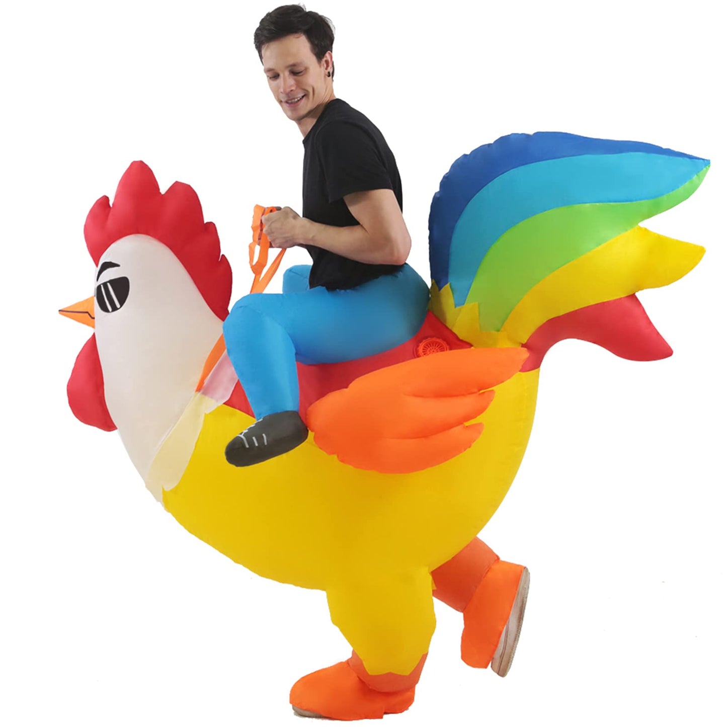 KOOY Inflatable Costume Adult, Chicken Costume, Inflatable Costumes Women Men, Ride On Rooster Costumes Fancy Funny Chicken Suit Blow up for Halloween Party