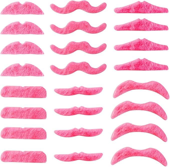 TCOTBE 24 Pcs Pink Self Adhesive Mustaches Hot Pink Self Adhesive Party Mustaches Fake Pink Mustaches Beard Costume Access...