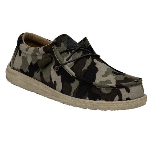 HEYDUDE Men's Wally Suede Multiple Colors | Mens Shoes | Men's Lace Up Loafers | Comfortable & Light-Weight Army Camo