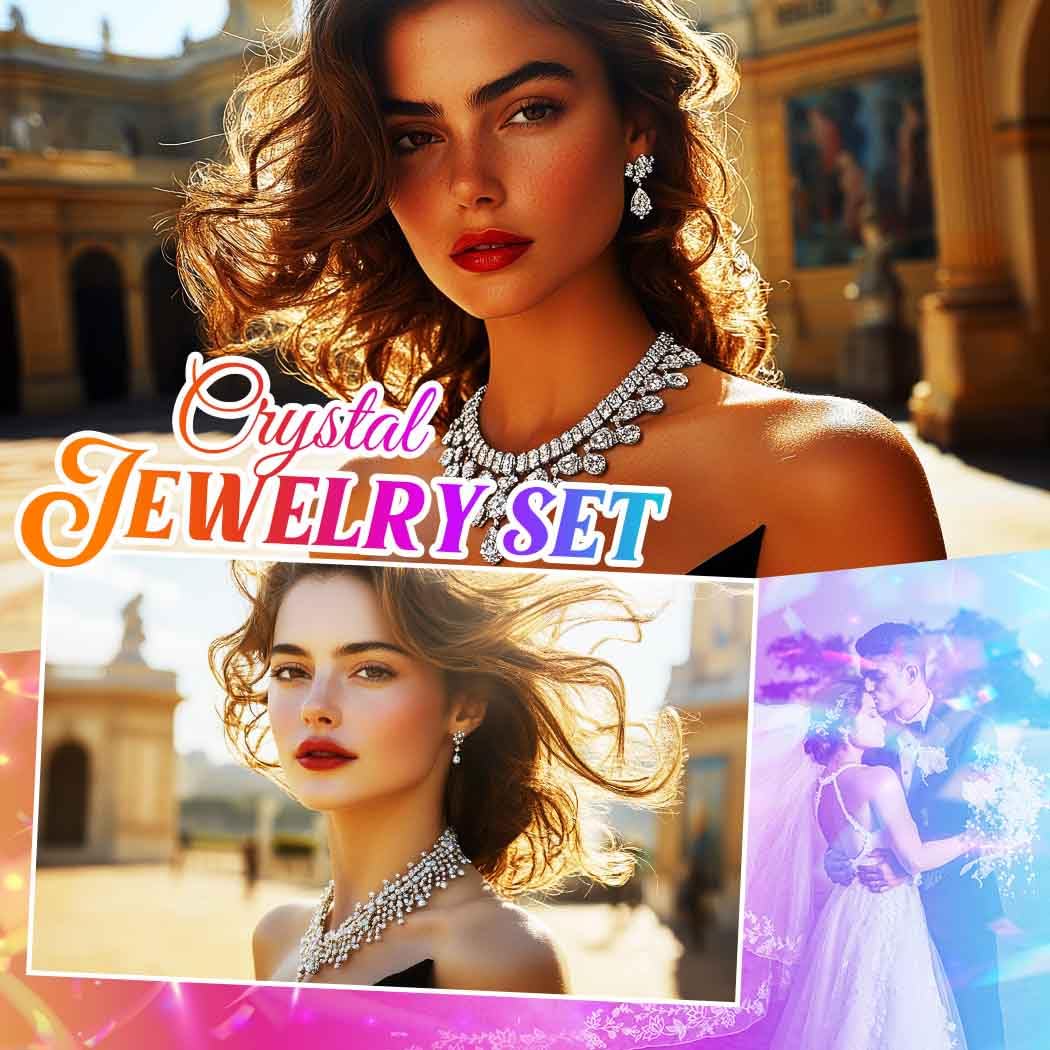 Unicra Blue Rhinestone Bridal Wedding Jewelry Set Crystal Necklace Earrings Sets Formal Prom Costume Jewelry Sets for Women and