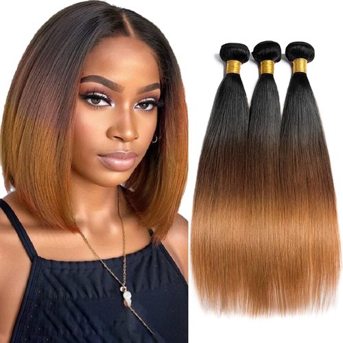 T1B430 Ombre Brown Bundles Human Hair 26 28 30 Inch Straight Human Hair Bundles Ombre Bundle T1B/4/30 Brown Bundle Unprocessed Brazilian Virgin Hair for Black Women