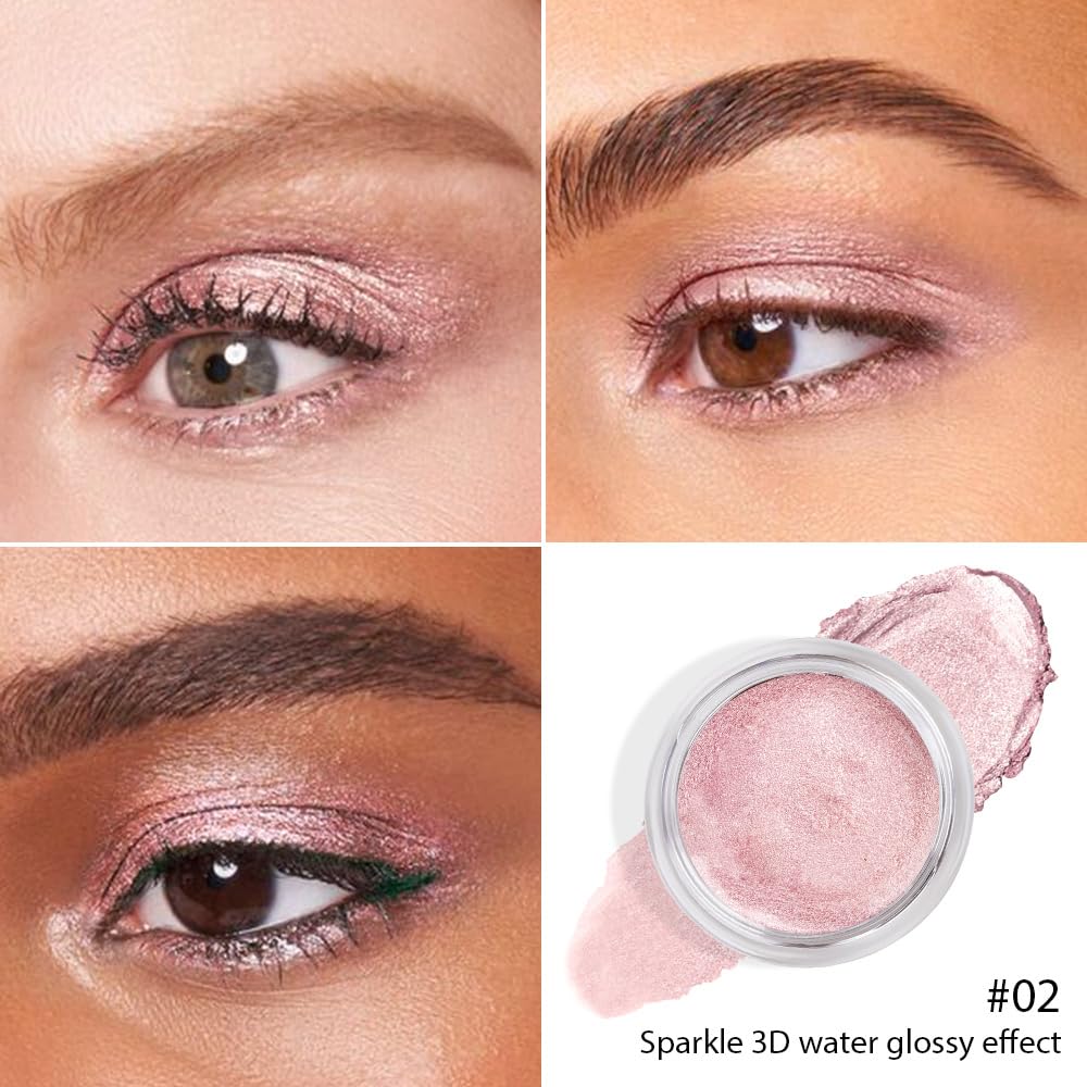 Rose Pink Mousse Single Eyeshadow Palette -Neutral Matte & Shimmer Eyeshadow,Mini Cream Glitter Eye shadow,Long Lasting Highly P