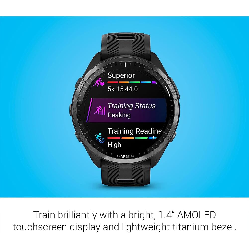 Garmin 010-02809-00 Forerunner 965 Running Smartwatch Black And Powder Gray Bundle With 2 Yr Cps Enhanced Protection Pack