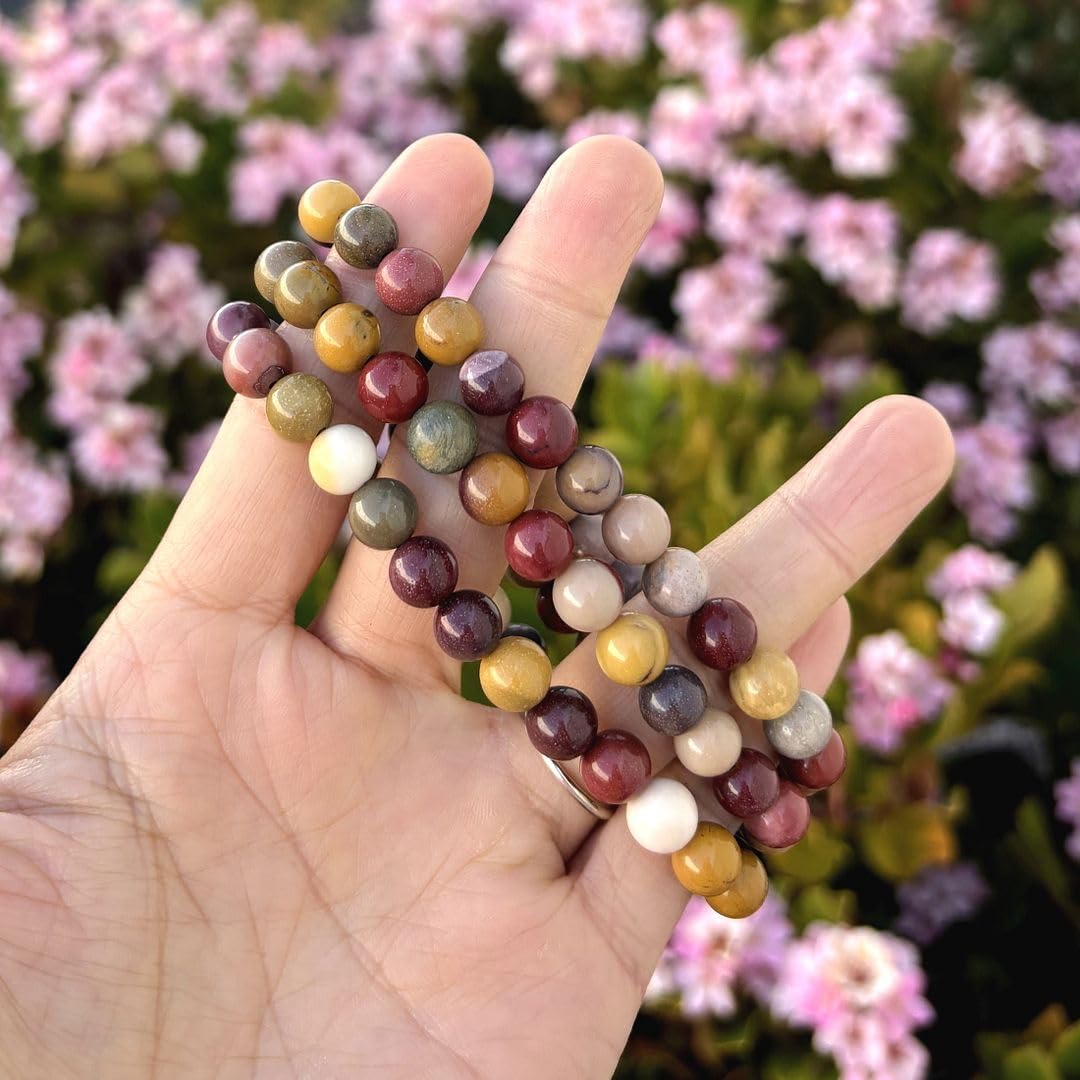 Adabele Real Natural Mookaite Jasper Gemstone Beaded Bracelet 8 inch Stretch Chakra Healing Crystal Stone Jewelry Women Birthday