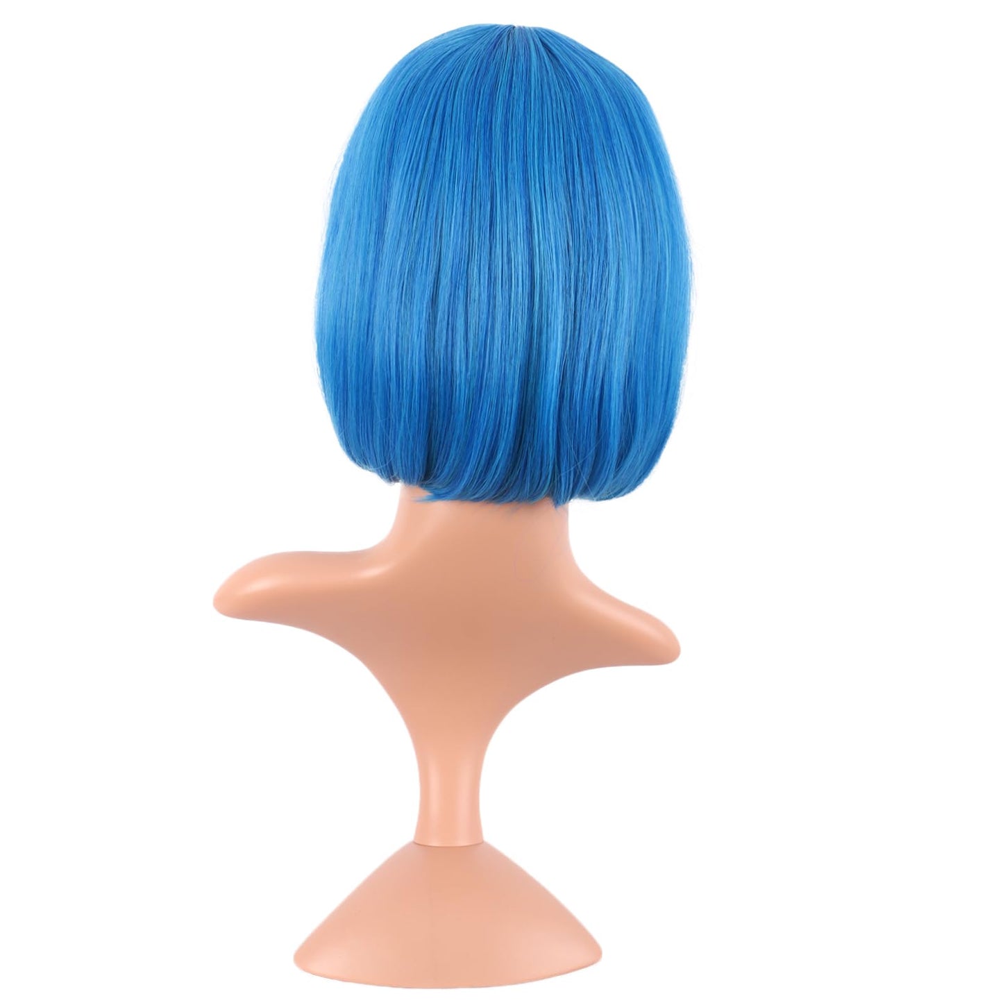 MapofBeauty 12 Inch /30 cm Fashion Lady Short Straight Synthetic Flat Bangs Bob Wig (Mixed Vivid Blue)