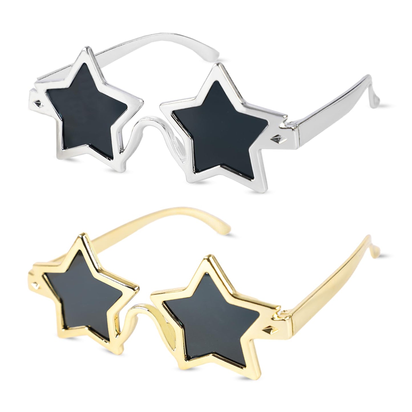 Snimoln Star Shape Sunglasses - 2 PCS Pentagram Glasses for Graduation Grad Party Prom Photos Props Frame Fancy Eyeglasses for Girls Boys Women