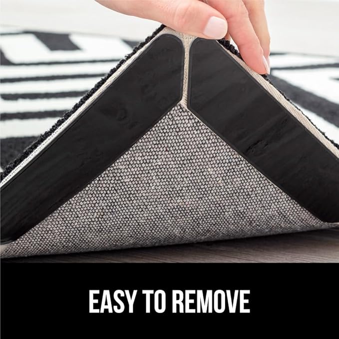 GORILLA GRIP 24 Pc Rug Gripper Pads Keep Area Rugs Corners from Curling, No Damage Reusable Double-Sided Sticky Pads, Holds Down Carpet, Stays in Place on Hardwood Floors, Grips Tile Floor, Home Décor