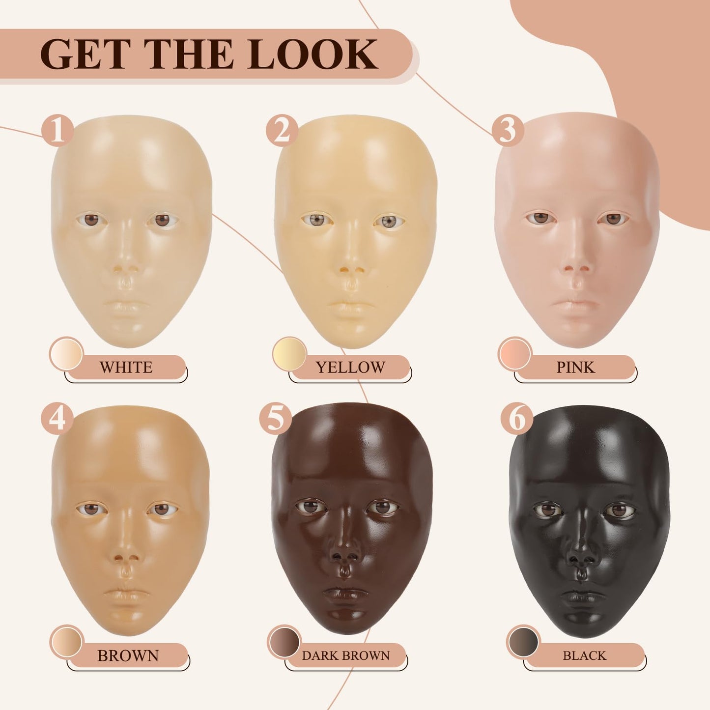 Makeup Practice Board with Face Painting and 2 Makeup Brushes for Stage/Halloween - Beginner Practice (Pink)