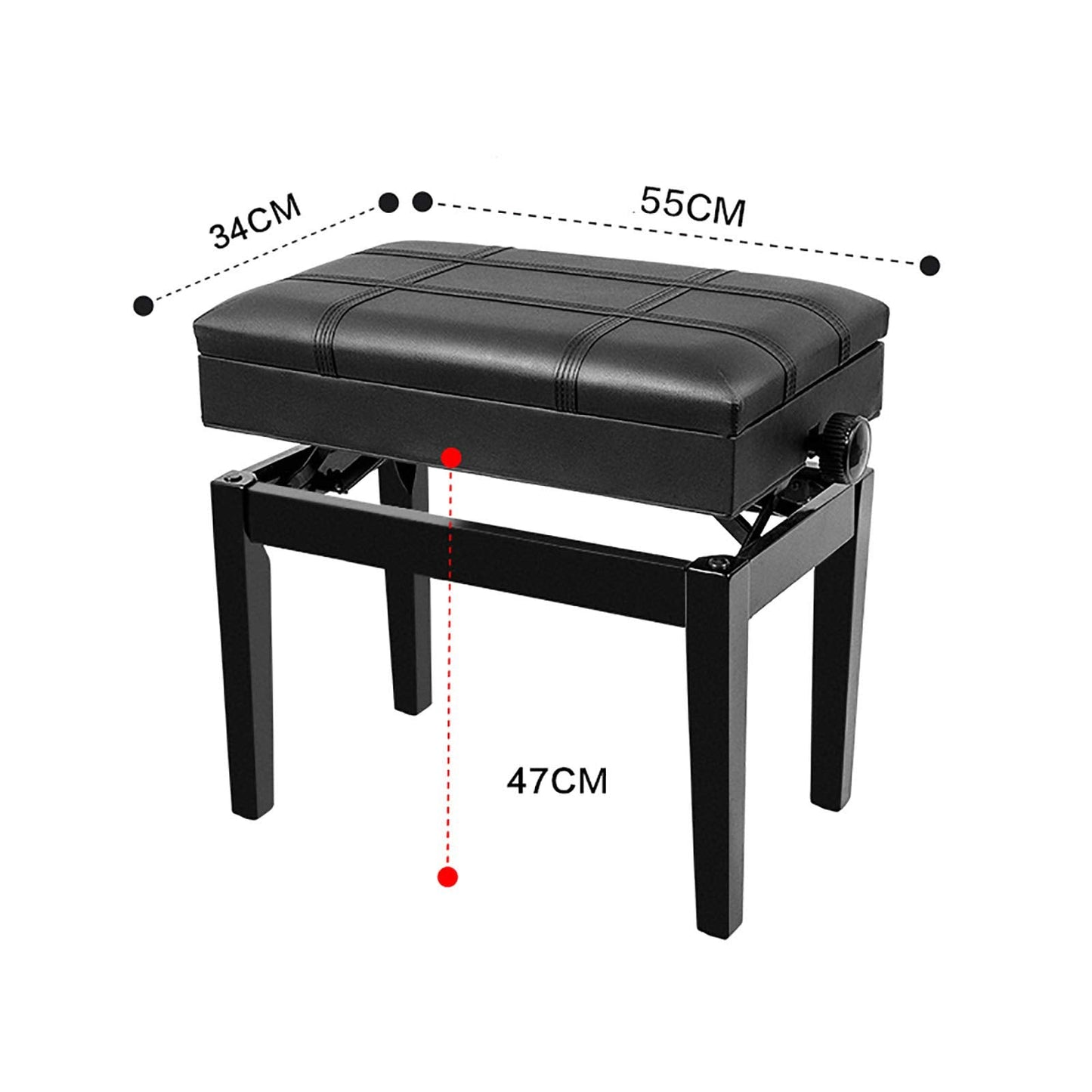 USZWBY Leather Piano Bench Height Adjustable Piano Stool Luxury Leather Piano Bench Keyboard Stool,Enjoying Sturdy Solid Wood Frame,Sturdy and Durable