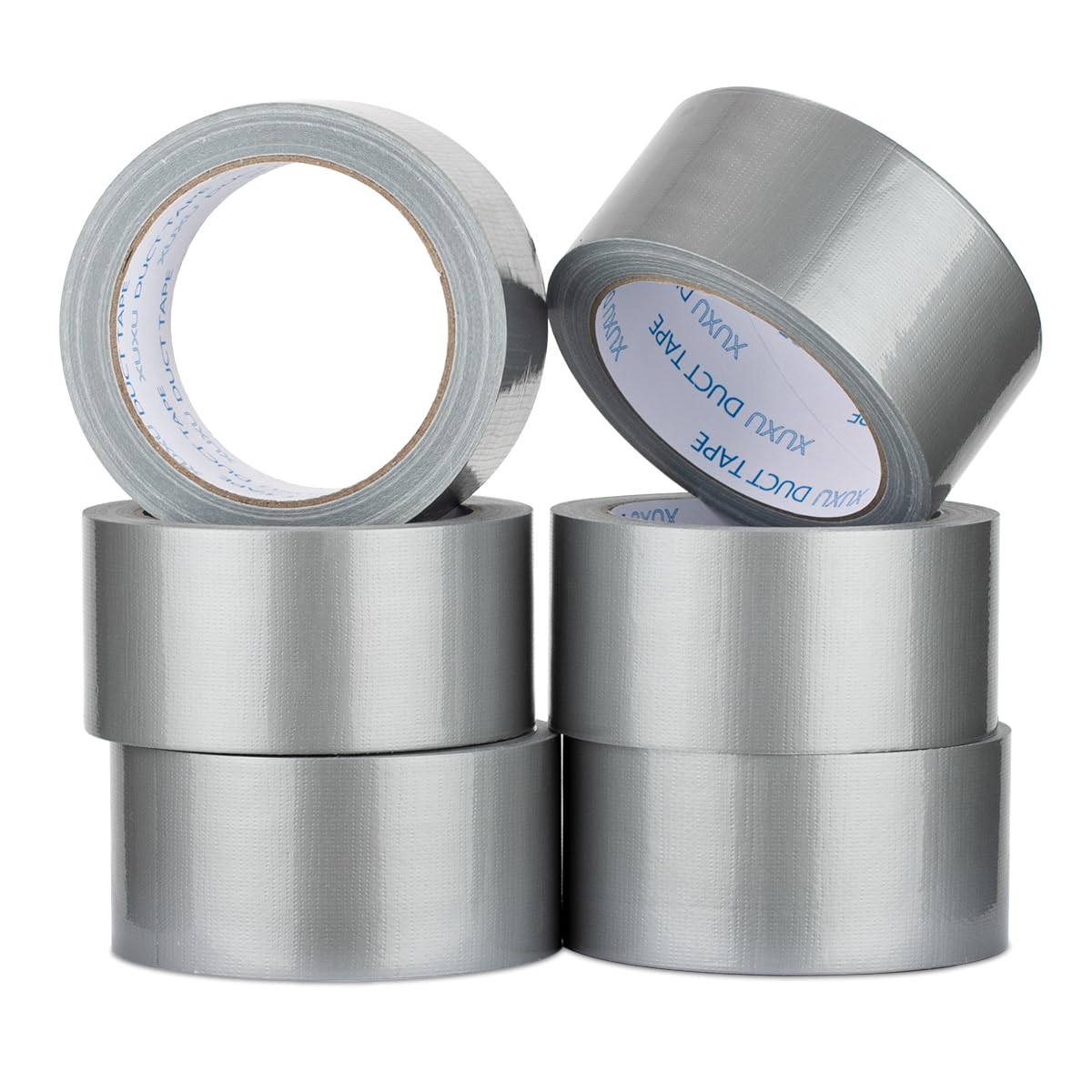 XUXU 6 Pack Duct Tape Heavy Duty Waterproof Strong Adhesive Silver Duct Tape Bulk for Indoor Outdoor Repairs Tear by Hand 120 Yards x 2 Inch Total