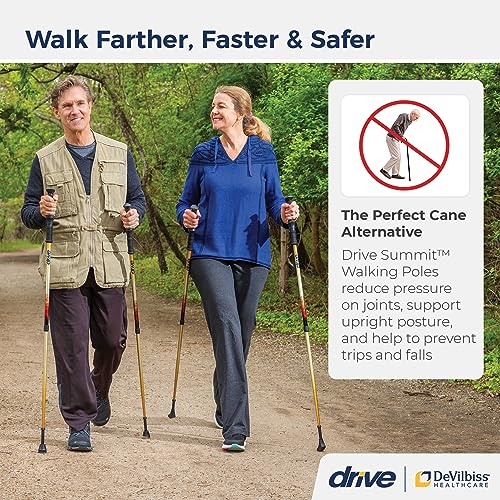 Drive Medical Summit Walking Poles, Adjustable Nordic Walking Poles for Women, Men, Seniors, Trekking Poles, Walking Stick...