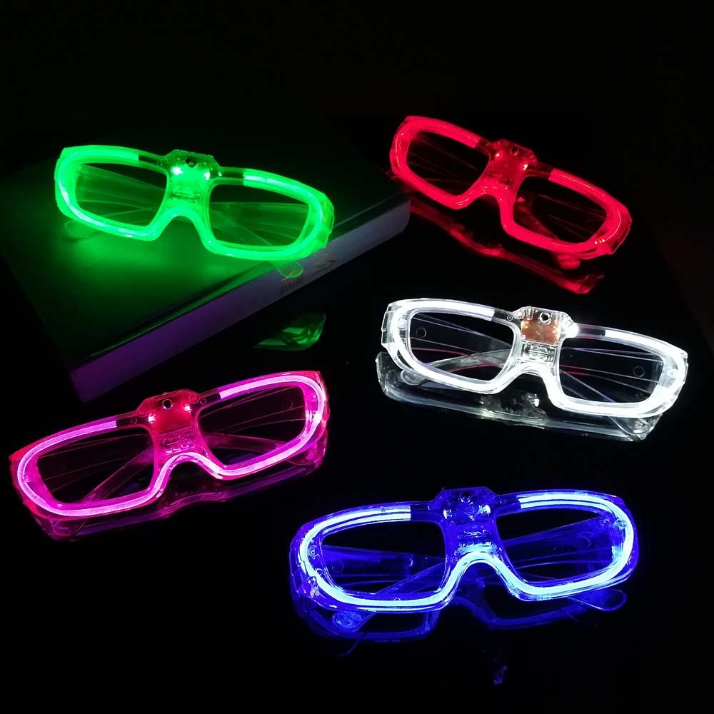 BouQuw 25 Packs LED Glasses Mardi Gras Party Supplies ,5 Neon Colors,3 Light Modes Light up Glow Sticks Glasses Toys Party Supplies for kids Adults Fit Halloween Christmas New Year Eve Graduations
