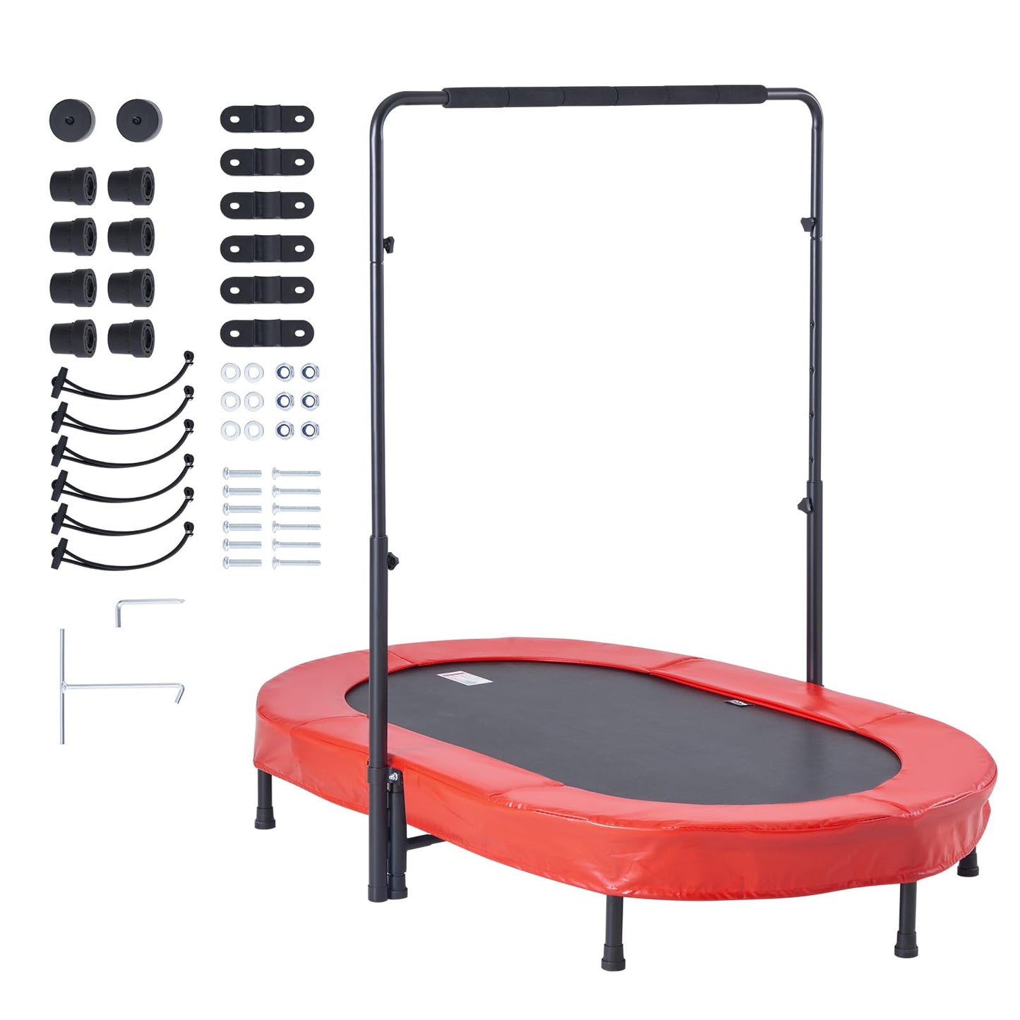 VEVOR Kids Trampoline, 56x36 inch Indoor Outdoor Trampoline, Foldable Mini Trampoline with Handle, Rebounder Trampoline for Toddlers, Birthday Gift for 3+ Years Children, Boys Girls for Fun, Red