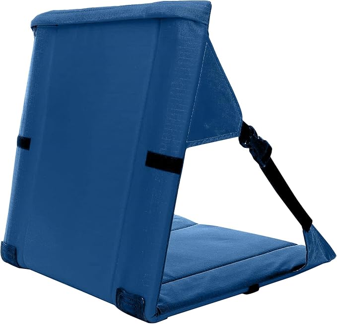 LynsaTac Folding Stadium Seat Cushion with Backrest, Portable Bleacher Pad for Camping, Fishing,15.8'' x 16.5'',Lightweight Chair with Backrest for Outdoor Sports and Concerts (Blue)