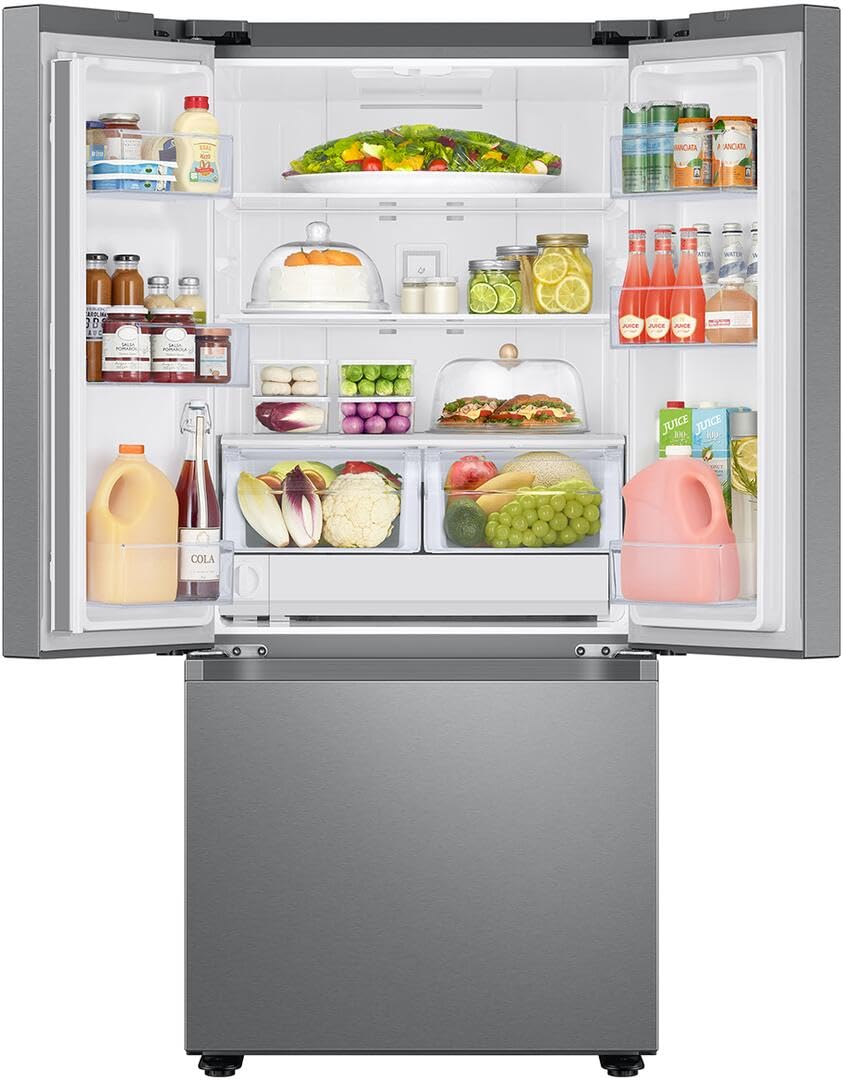 Samsung 22 cu. ft. Smart 3-Door French Door Refrigerator with External Water Dispenser, Stainless Steel, RF22A4221SR/AA